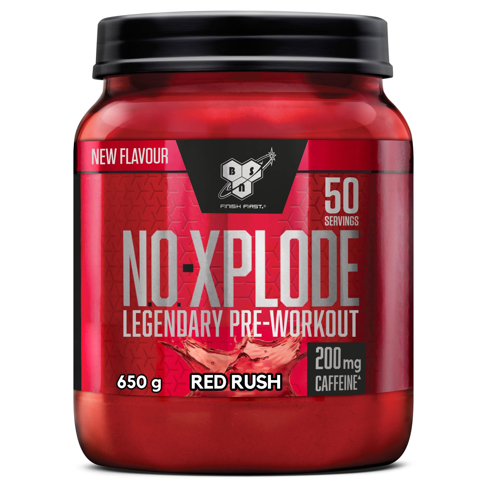 BSN Nutrition NOX Suplemento Alimenticio en Polvo para Preentrenamiento, Apoyo de Energía y Concentración con Cafeína, Aminoácidos, Vitamina C y Zinc, Sabor Fiebre Roja, 50 Porciones, 650 g