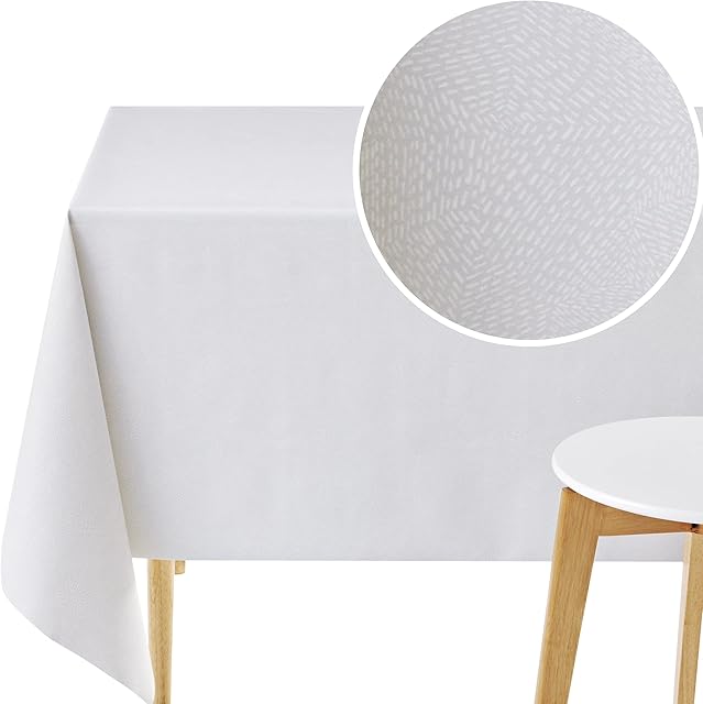 KP HOME PVC Table Cloth Wipe Clean Oilcloth Tablecloth Grey Delicate Dash Pattern Plastic Table Cover Vinyl Table Cloth 200x140 Minimalistic Lines Print Table Cloth Wipeable 78x55-6 seat Table Cloth