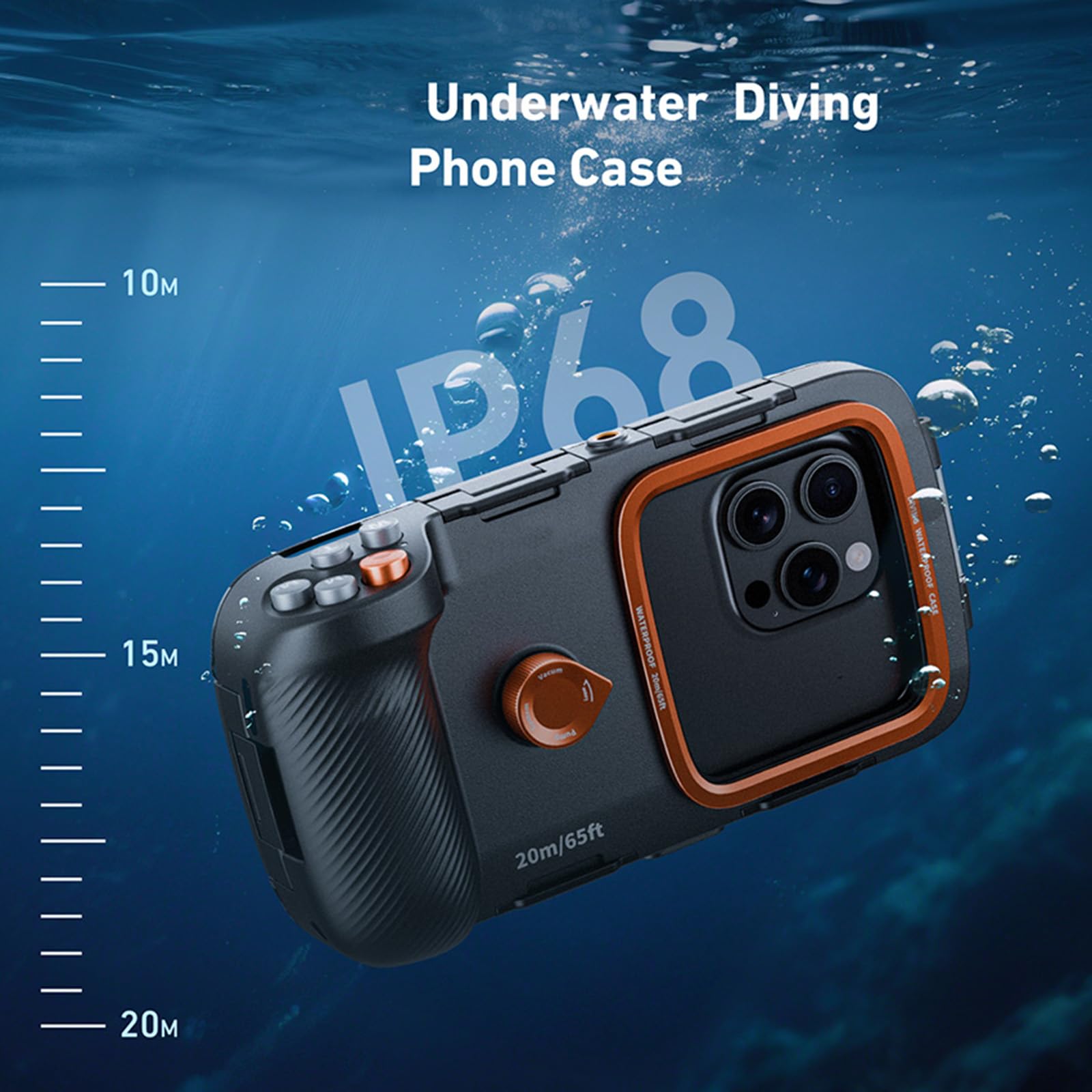Wodoodporne etui na telefon z rurką pod wodą na telefon komórkowy 5,4-6,9 cala, IP68 podwodne etui przeciwmgielne do zdjęć i wideo do iPhone'a 16/15/14 Pro Max do Samsung Galaxy S25/S24 Ultra