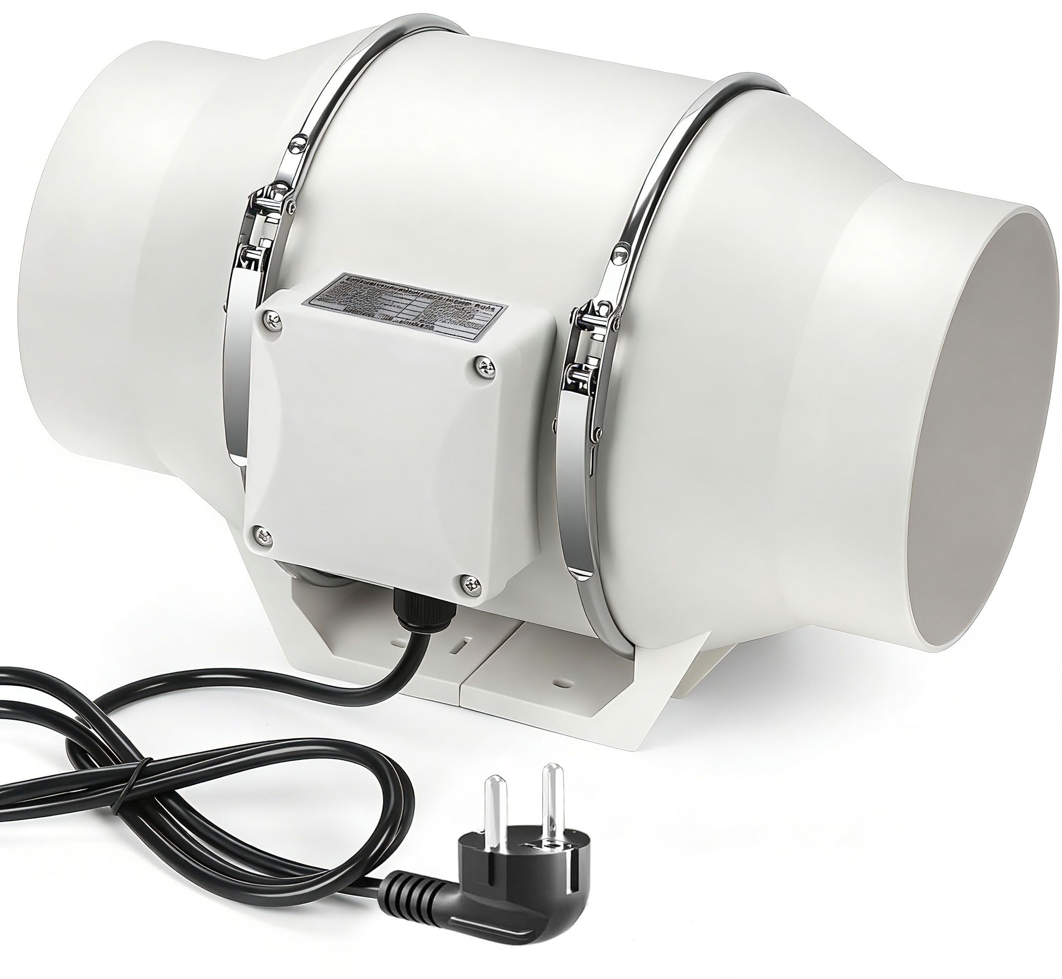 Ventilateur de Conduit en Ligne de 150mm, Ventilateur Extracteur d'Air Silencieux IEC EU Plug, Ventilateur Tubulaire Débit d'Air de 540 m³/h pour VMC Salle de Bain, Cuisine, Garage et Tentes
