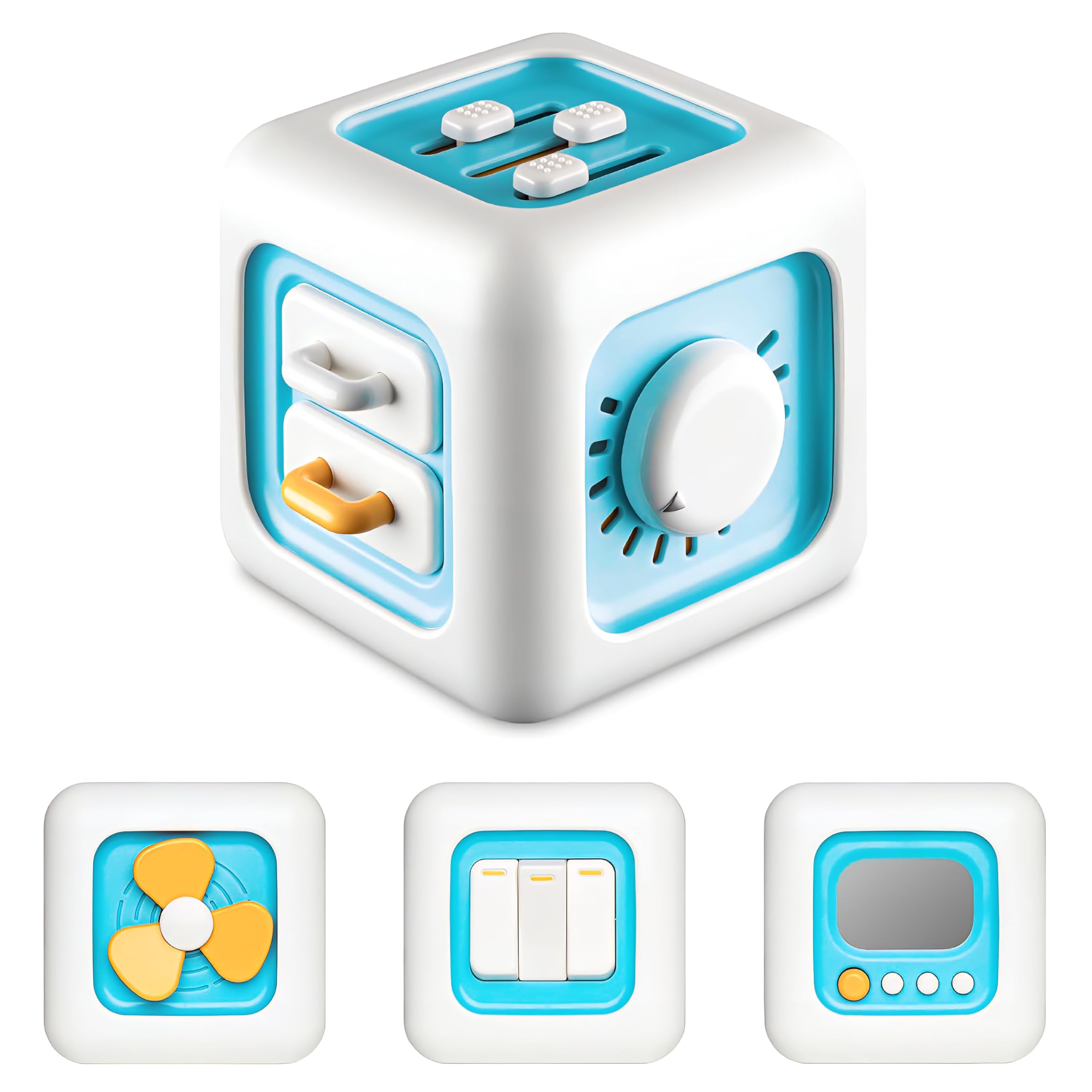Montessori Baby Sensory Toy - 6-in-1 Activity Cube -6 Montessori Baby Sensory Toy - 6-in-1 Activity Cube -6