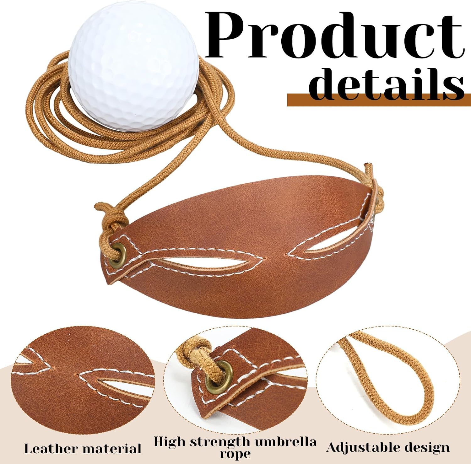 2pcs Leather Shepherd Sling Handmade Paracord Shepherds Old Fashioned Slingshot Tennis Ball Thrower for Outdoor Sports Recreation