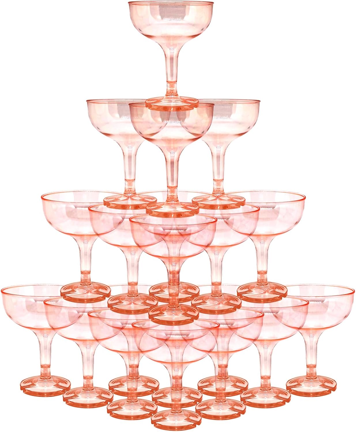 50 Pcs Plastic Champagne Coupe Glasses for Parties, 5 oz Disposable Champagne Glasses Unbreakable Acrylic Martini Glasses (Gold)