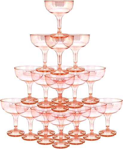 Miniatura 7 de 50 vasos de plástico para copas de champán para fiestas, vasos de champán desechables de 5 onzas, vasos de martini acrílicos irrompibles