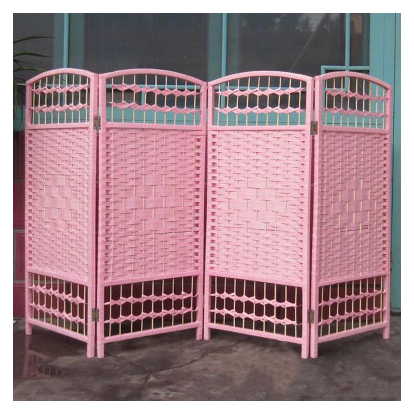 PFCDZDU Short Room Divider, Folding Double Hinged Privacy Screens Panels, Classroom Dormitory Office Decoration Portable Freestanding Weave Partition