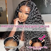 Vista 5 de Yuzhou Grace Pelucas de encaje HD 5x5 de cabello humano con cierre de encaje sin pegamento, pelucas de cabello humano previamente desplumadas