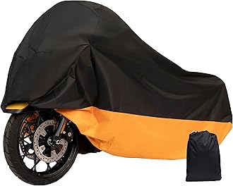 Motorcycle Cover All Season Weather Quality Waterproof Sun Outdoor Protection Durable Universal Fits up to 104" Motorcycles Vehicle Cover with Lock-Holes & Storage Bag
