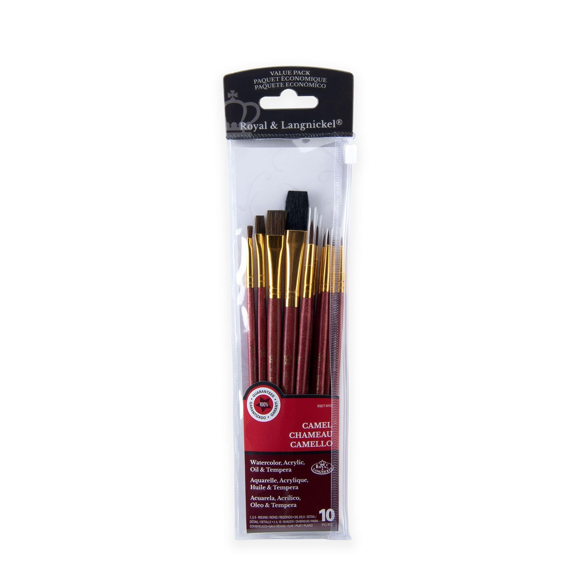 Royal & Langnickel Sable and Camel Variety Brush Set (Pack of 10)