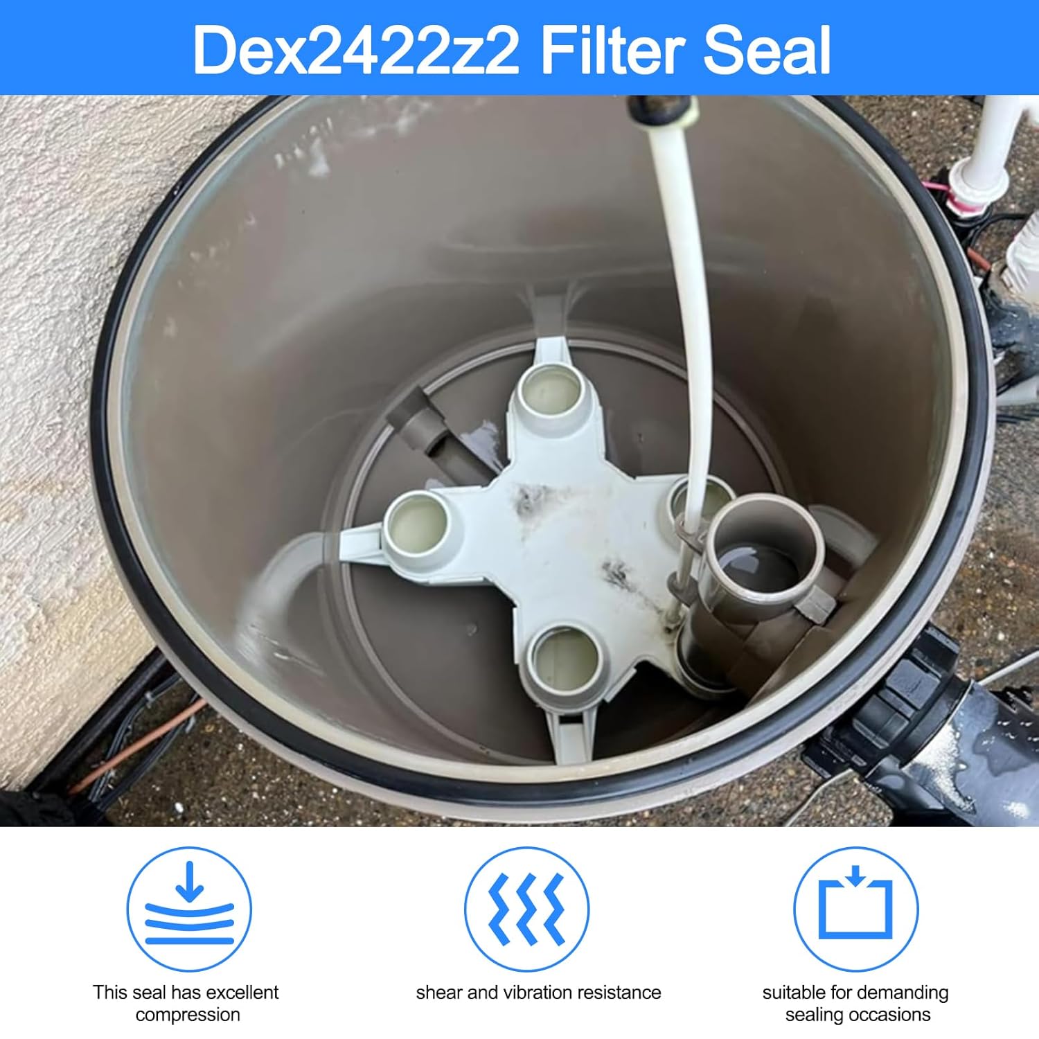 Dex2422z2 Filter Seal Gasket + with Lube for Hayward Select Cartridge,Pro-Grid DE and SwimClear Filters，Compatible DE2420、DE3620、DE4820、DE6020、C7000、C7030 、DE7220、C2030、C3030