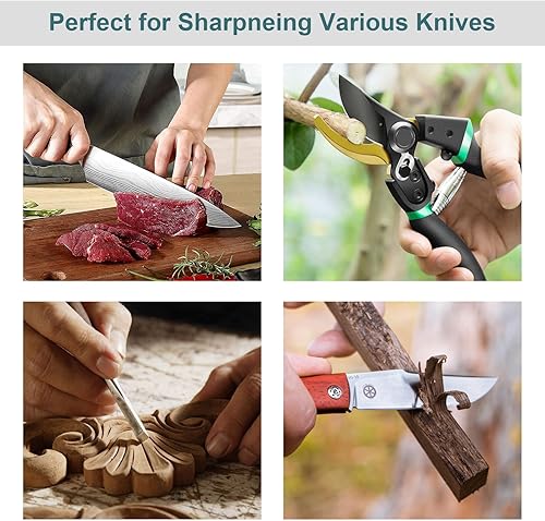 Miniatura 5 de Cuchillo de afilado de acero portátil para afilar diamantes, afilador de cuchillos de grano 600, amoladora de acero para cuchillo con mango