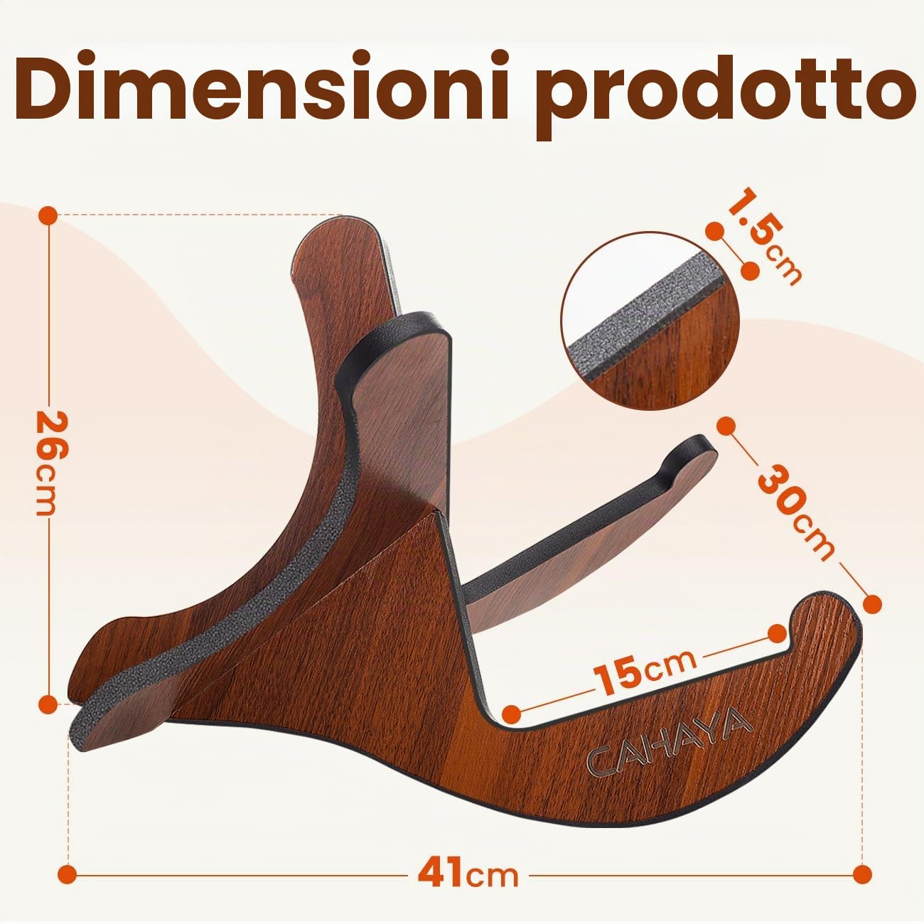 CAHAYA Stand Chitarra Supporto Pieghevole in Legno per Chitarra Acustica Classica Basso a Forma X Anti-Scivoloso NUOVO VERSIONE