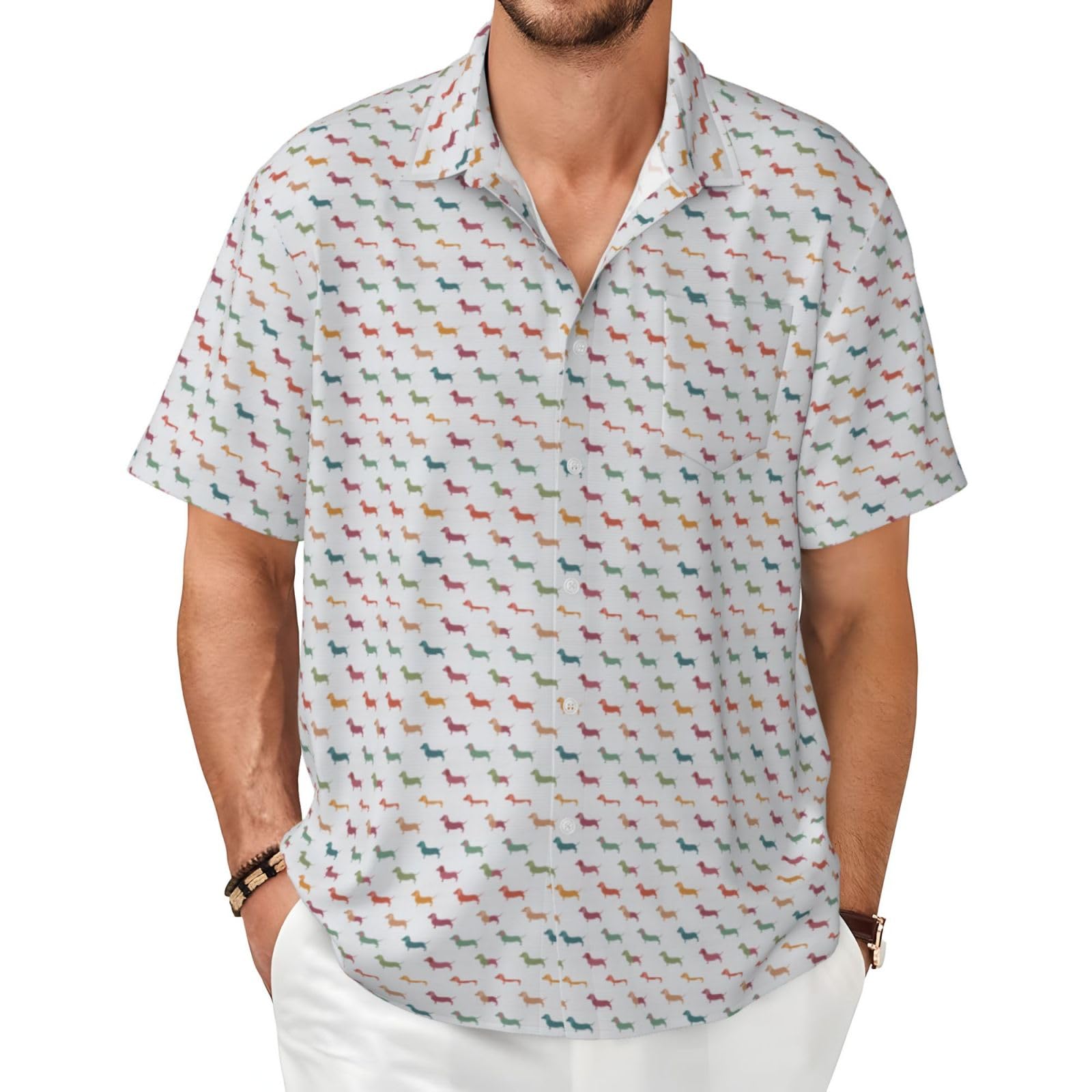 Chemise à manches courtes pour homme imprimé teckels doux - 8