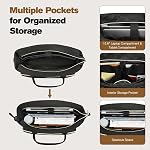 MoKo 15-16 Inch Laptop Bag for Women, Large Teacher Nurse Tote Work Bags Messenger Computer Handbag with File Pockets, Tablet Compartment, Bottle Holder and Detachable Adjustable Shoulder Strap, Black