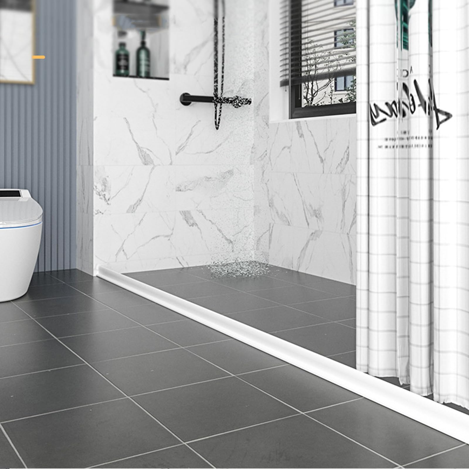 2M Barrera De Borde De Ducha Barrera De Ducha Silicona Autoadhesivo, Flexible, Cortable, Para Cabina De Ducha Para Lavabo De Cocina (Blanco)
