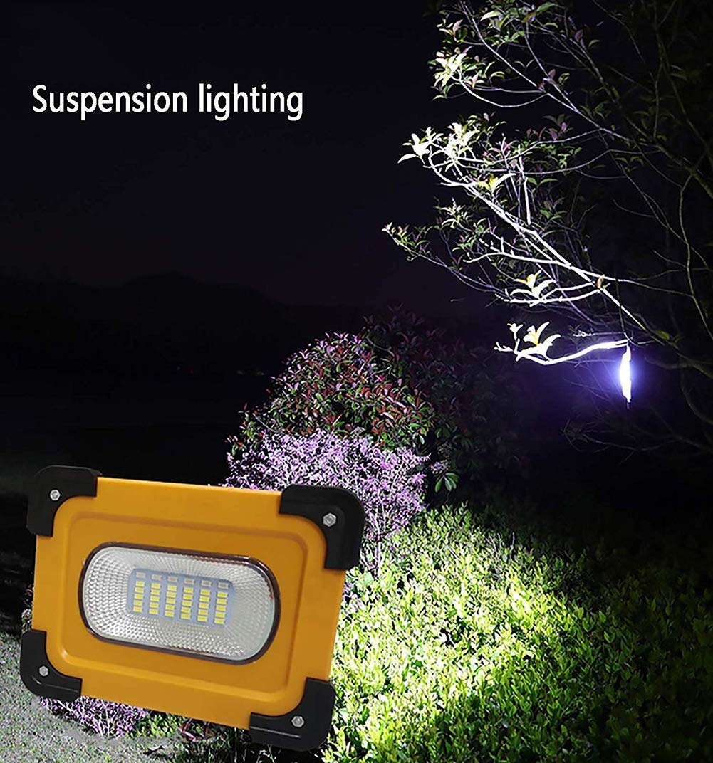 Lampada da lavoro ricaricabile, 60 W, portatile, 15000 lm, impermeabile, batteria integrata con base magnetica, ideale per campeggio all'aperto e illuminazione di emergenza