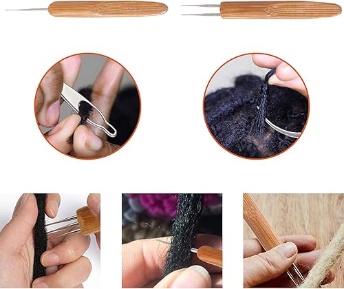Miniatura 4 de AUGSUN Herramienta de gancho de ganchillo para rastas, trenzas de cabello para rastas, agujas de tejer ganchillo para manualidades trenzadas (0.030