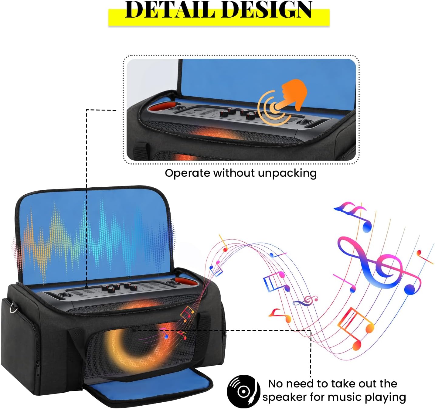Carrying Case Compatible with JBL PartyBox On The Go Speaker, Travel Storage Shoulder Bag Portable Party Speaker Carry Tote Bag Fits for JBL PartyBox On-The-Go Essential and Accessories (Only Bag) - Image 4