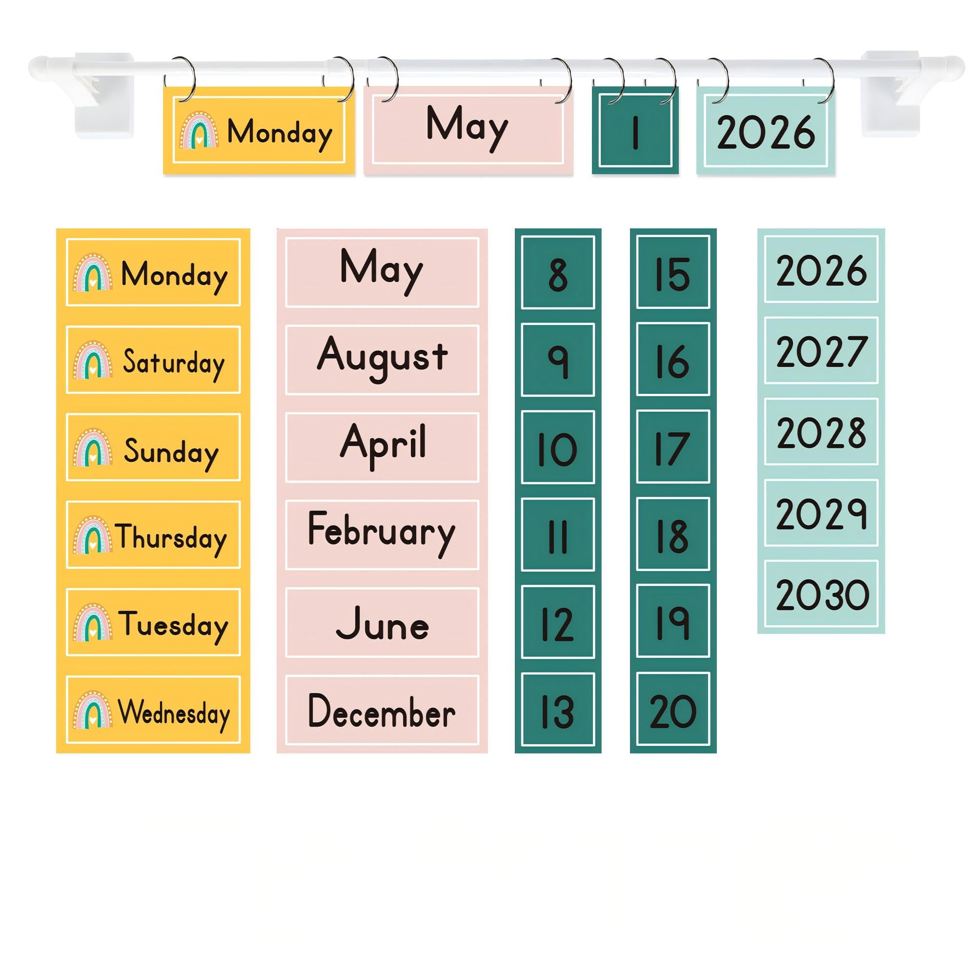 Magnetic Flip Calendar for Classroom, Magnetic Rod for Classroom Whiteboard, Flip Calendar for Classroom Home Decor, Teacher Must Haves (1)