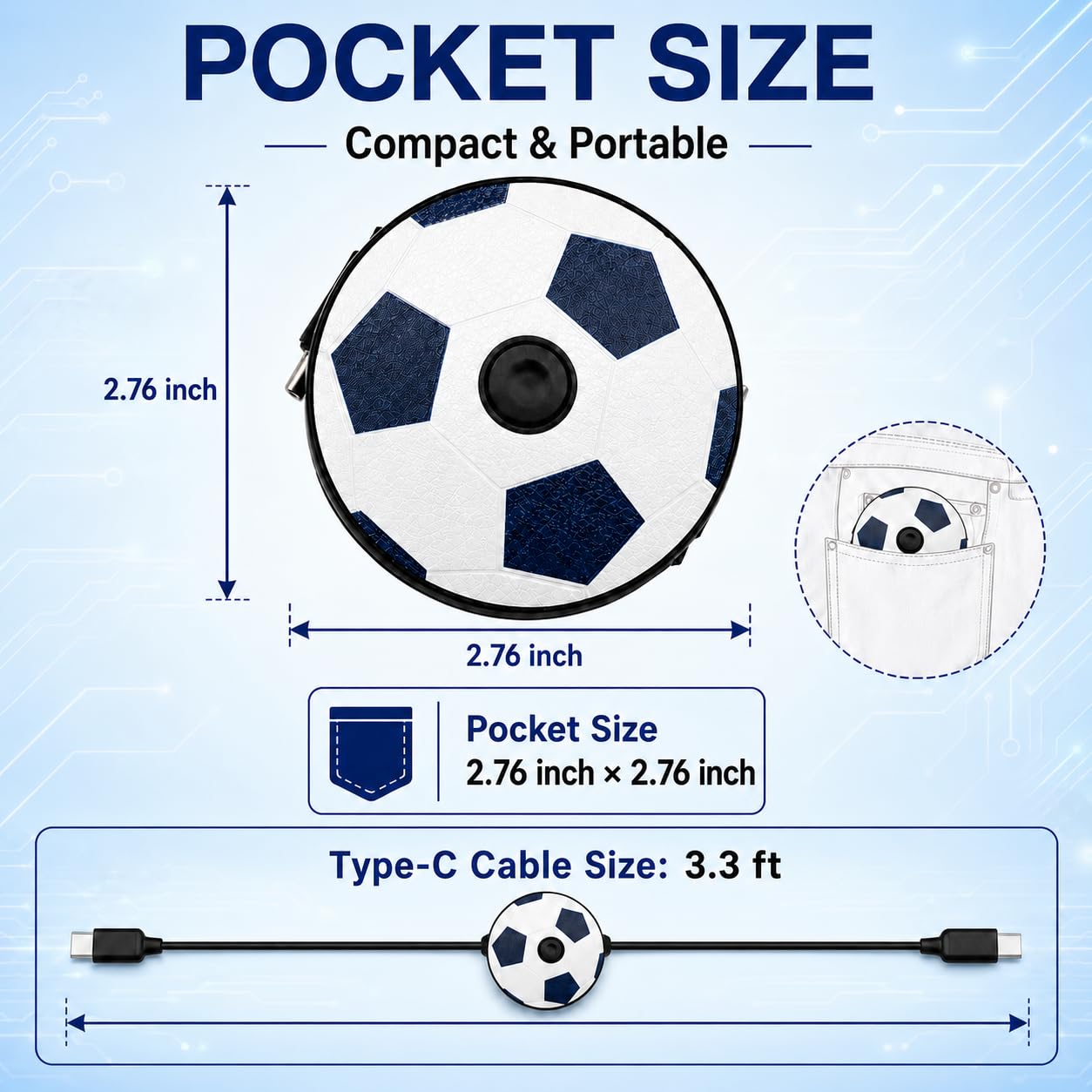 Retractable USB C to USB C Cable, 132W Fast Charging Cable with Soccer Ball Design, 3-in-1 Adult Spinner & Phone Stand, 3.3FT Type C Cable for iPhone 15 16 17, Samsung Galaxy, Pixel, CarPlay image 5