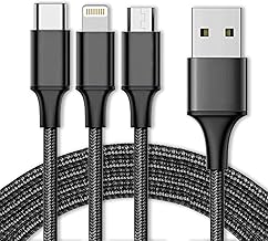 VAR-NI 3 in 1 Nylon Braided Cable, Fast Charging Cable, Compatible with Oppo, Vivo, Xiaomi, Samsung, iPhone, iPad Pro, Many Other Smartphones and Devices by Royal Sine