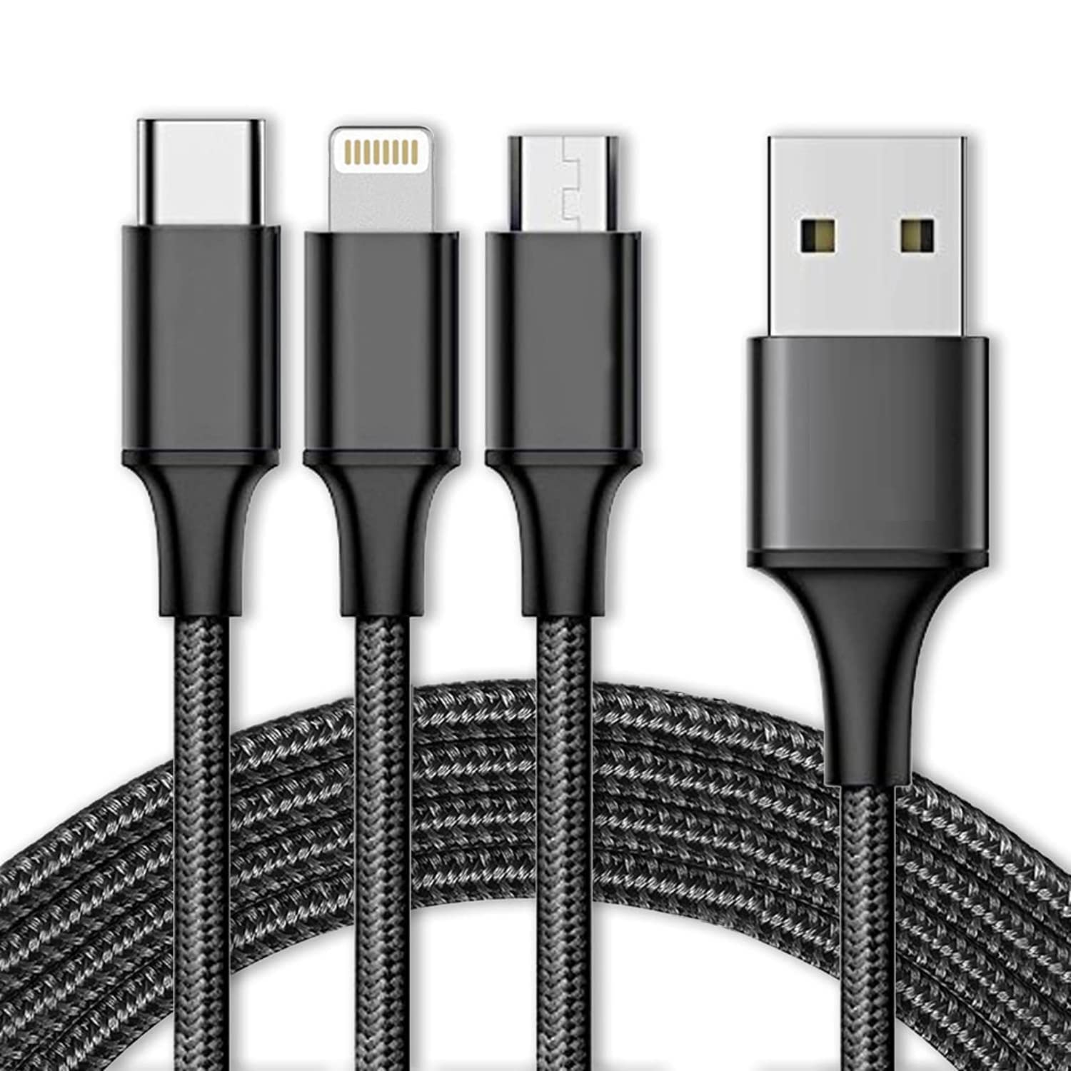 Marchpower VAR-NI 3 in 1 Nylon Braided Cable, Fast Charging Cable, Compatible with Oppo, Vivo, Xiaomi, Samsung, iPhone, iPad Pro, Many other Smartphones and Devices By Royal Sine - Black (B0BL41976C) Amazon Price History, Amazon Price Tracker