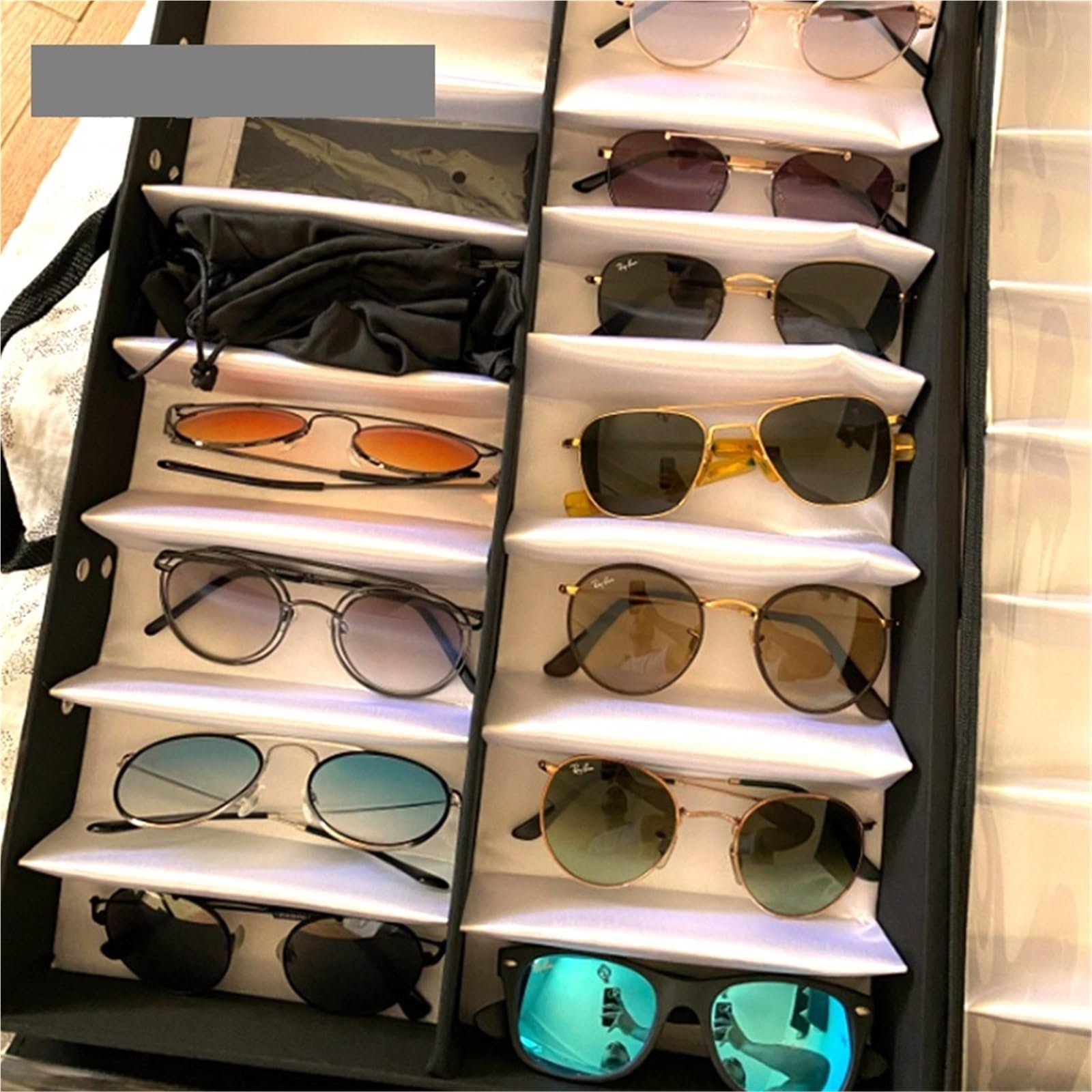 Organizador para Gafas De Sol Maleta con 24/32 Ranuras, Estuche for Gafas, Estante de exhibición for Gafas, Organizador de Gafas, Caja expositora(32 Slots Black)