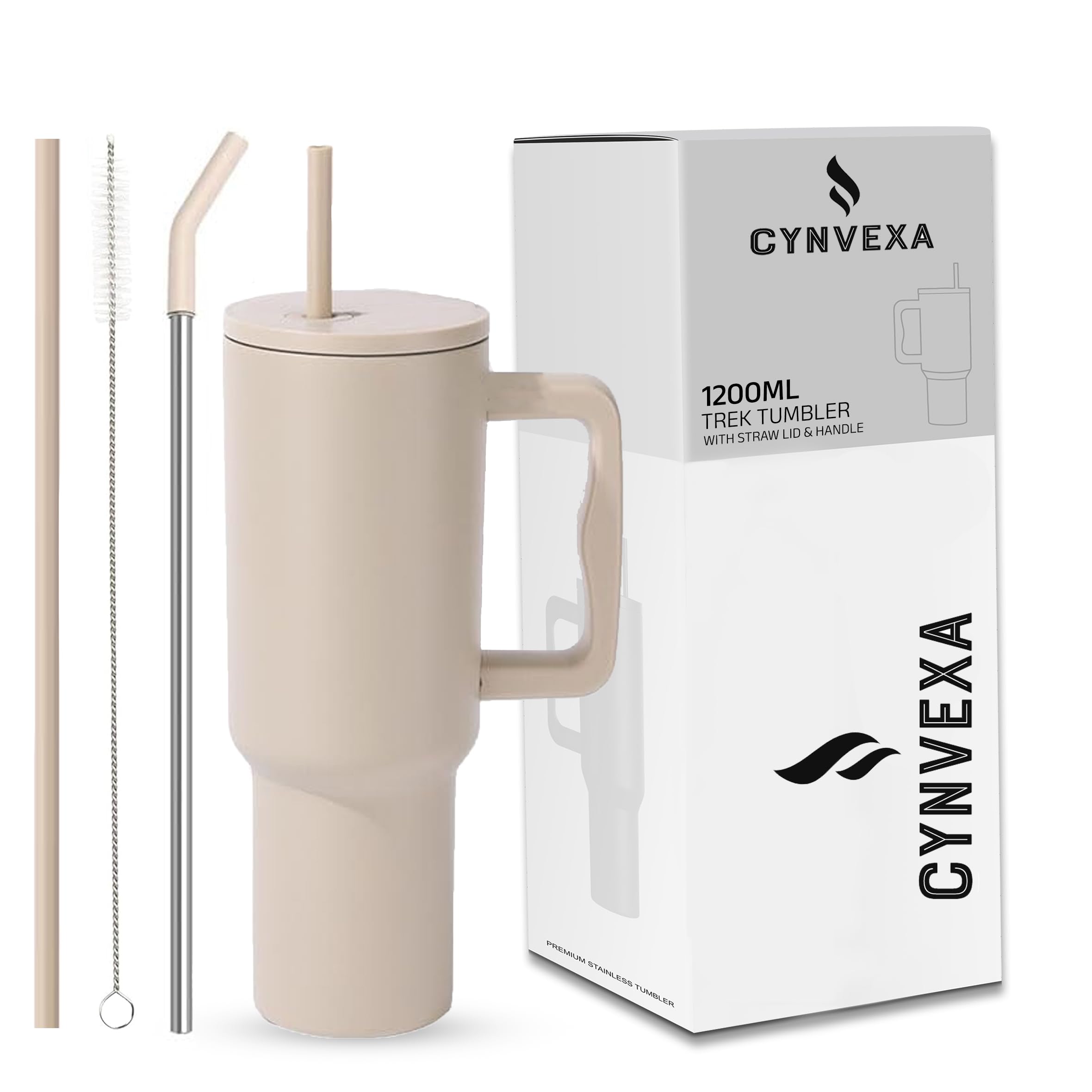 CYNVEXA Tumbler with lid and Straw 1200ML Cup Stainless Steel Vacuum Insulated Tumbler for Water, Iced Tea or Coffee 1.2L Office Gym Travelling (40 - Oz - Skin)