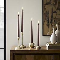 Vista 5 de Mega Candles 12 velas cónicas marrones sin perfume, velas de cera vertida a mano de 10 x 7/8 pulgadas, decoración del hogar, recepciones de boda