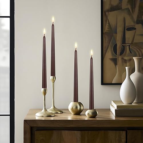 Miniatura 5 de Mega Candles 12 velas cónicas marrones sin perfume, velas de cera vertida a mano de 10 x 78 pulgadas, decoración del hogar, recepciones de boda,