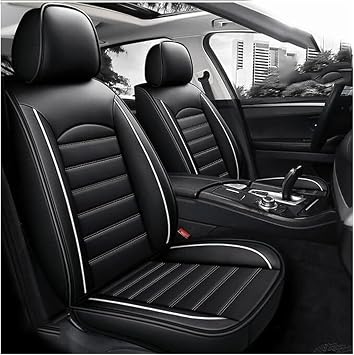DUBOM Car Seat Covers for Skoda Kodiaq 2024-2026, Front and Back Set, Waterproof Breathable Durable Pu Leather Full Set Covers, 5 SeatsBlack+White
