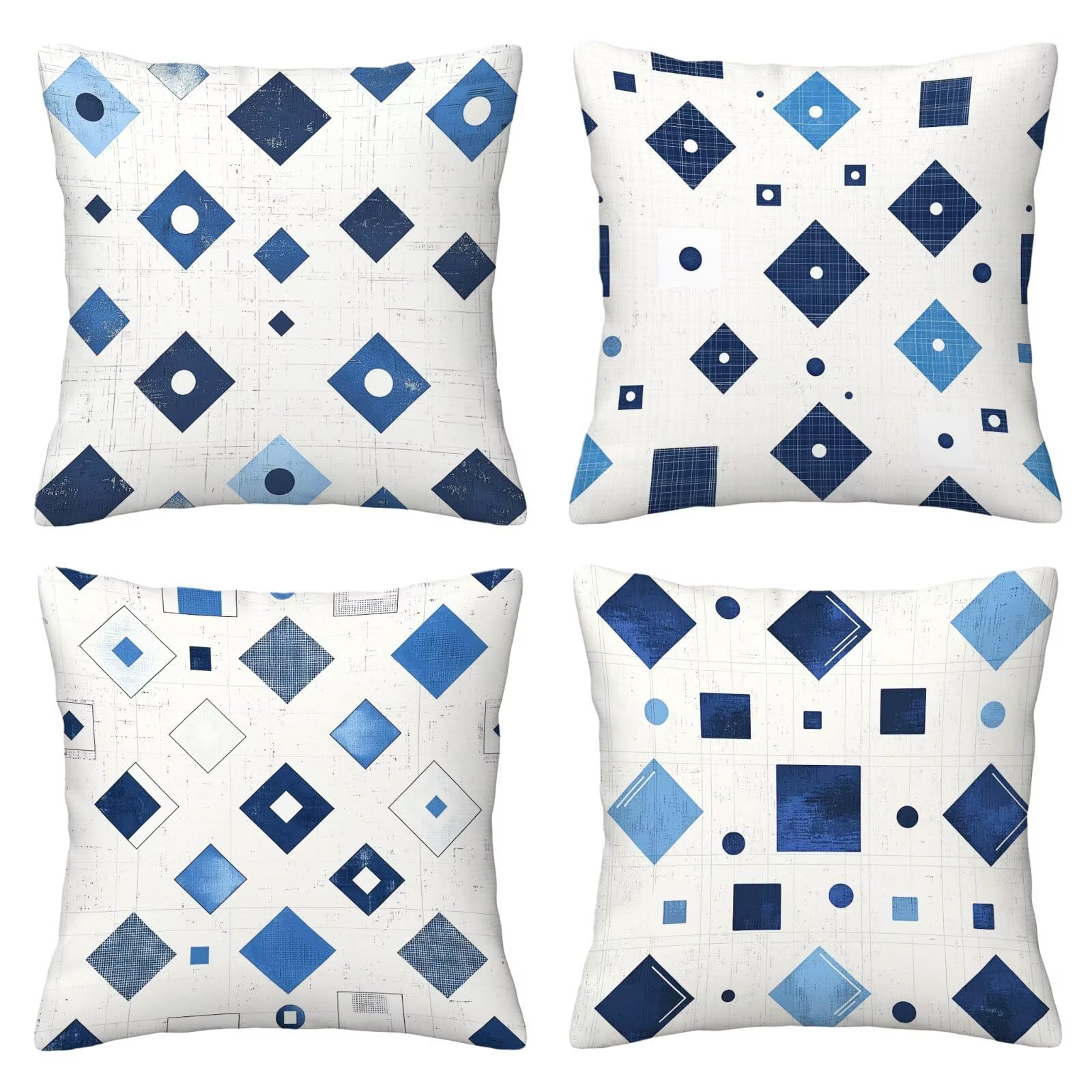 Kissenbezug 55x55 Geometrie 4er Set Samt Kissenbezüge Modern Zierkissenbezug Kissenhülle Dekorative Weiche Quadratische Dekokissenbezug Sofakissenbezug Couchkissen für Zimmer Deko Schlafzimmer U-64