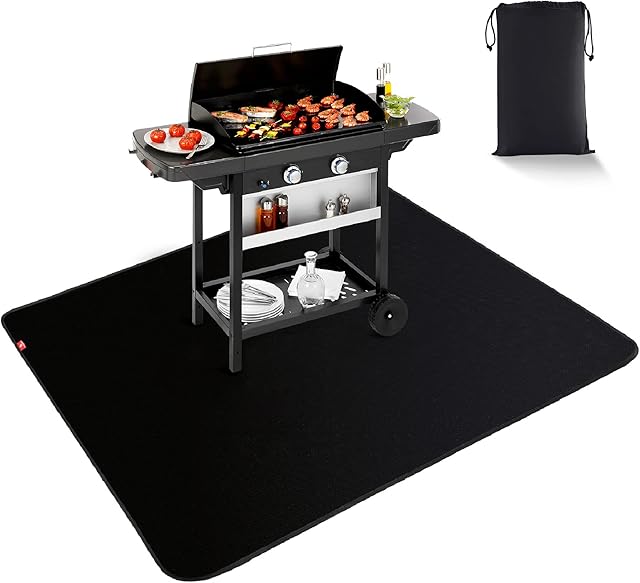 Fire Pit Mat for Decking, EC Technology 122*152 cm Grill Mat Outdoor BBQ Mat, Heat Resistant Mat Fireproof Mat for Decking Patios, Welding Blanket Heavy Duty