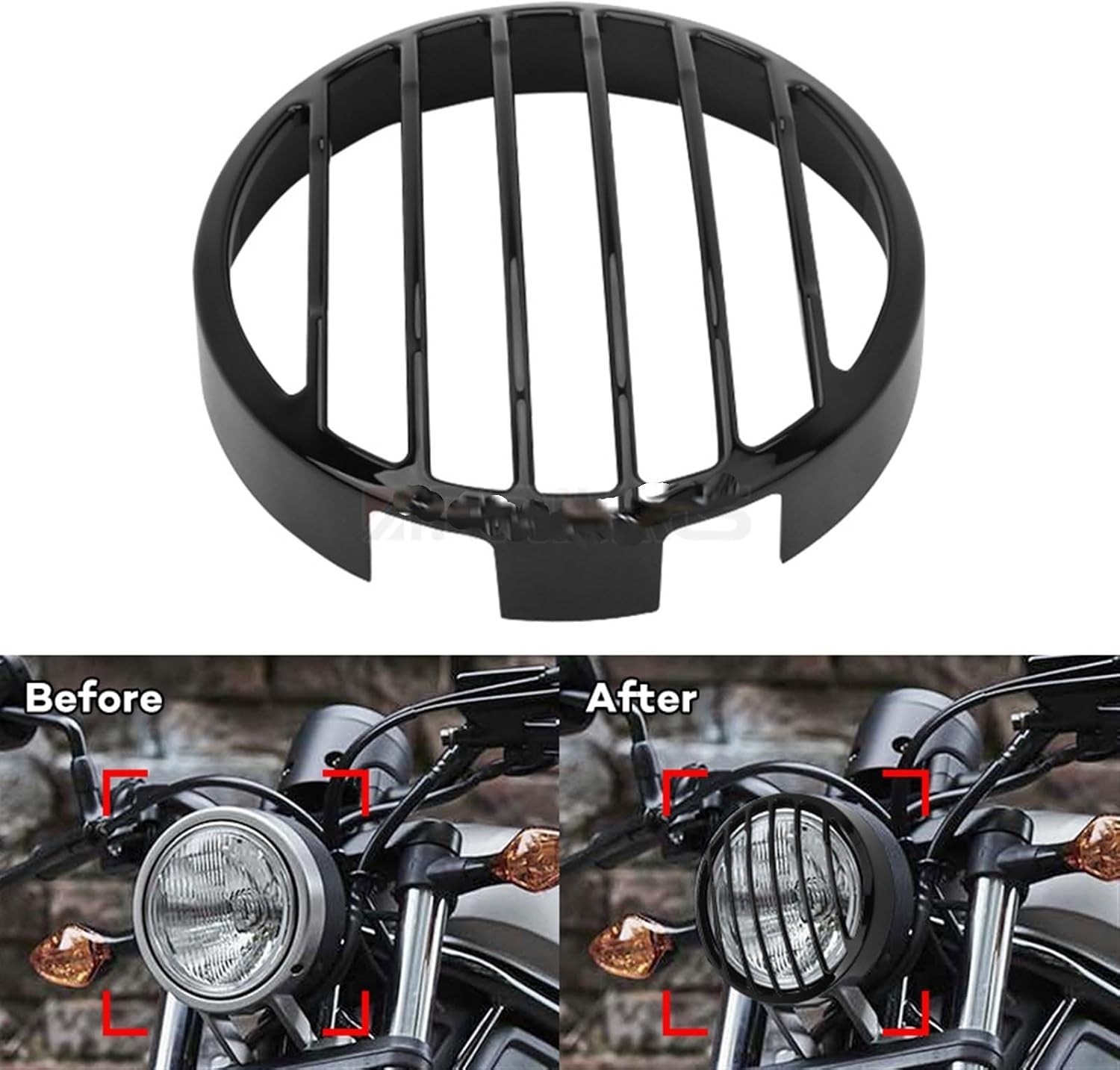 バイク用ヘッドライトガードグリルプロテクト オートバイ黒フロントヘッドライトランププロテクターガードヘッドライトグリルカバー反乱 C