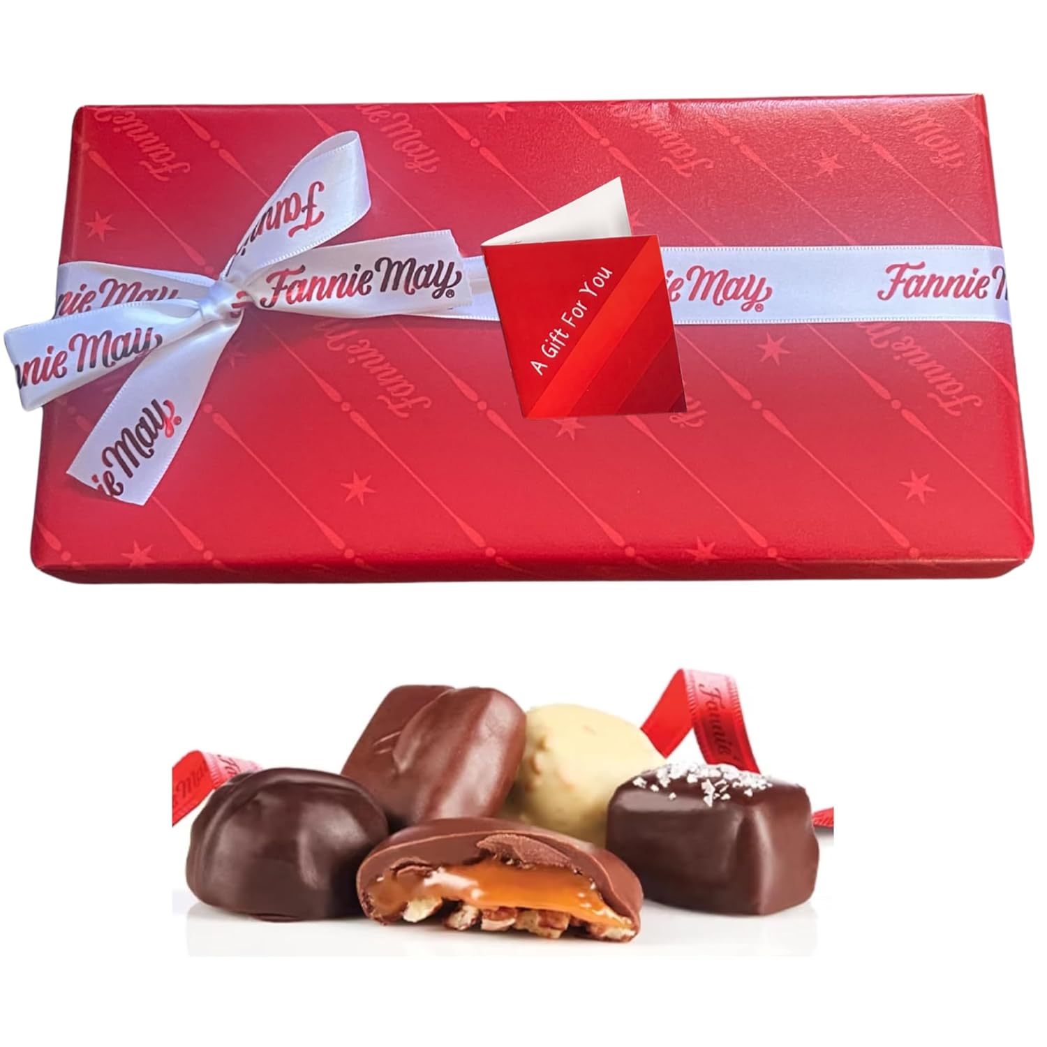 Fannie May Heritage Collection (was Colonial Assortment) Signature - Pixies - Trinidads - Buttercreams - Print 1 lb. Box - Gift Basket with Gift Tag & Insulated Box