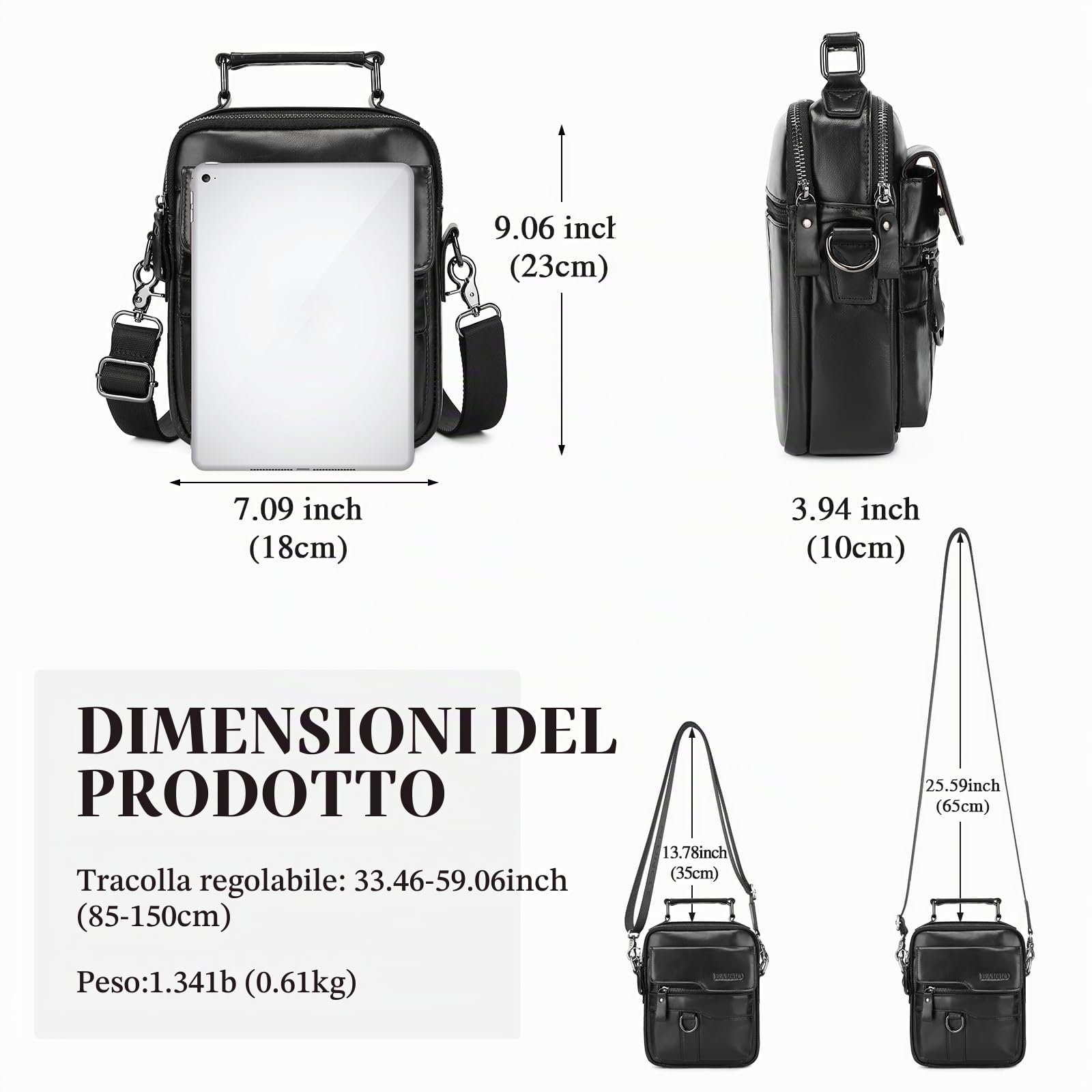 Borsello Uomo Borsa Tracolla Uomo Borsa Messenger Borsa a Spalla per Lavoro Casual Viaggio Sport
