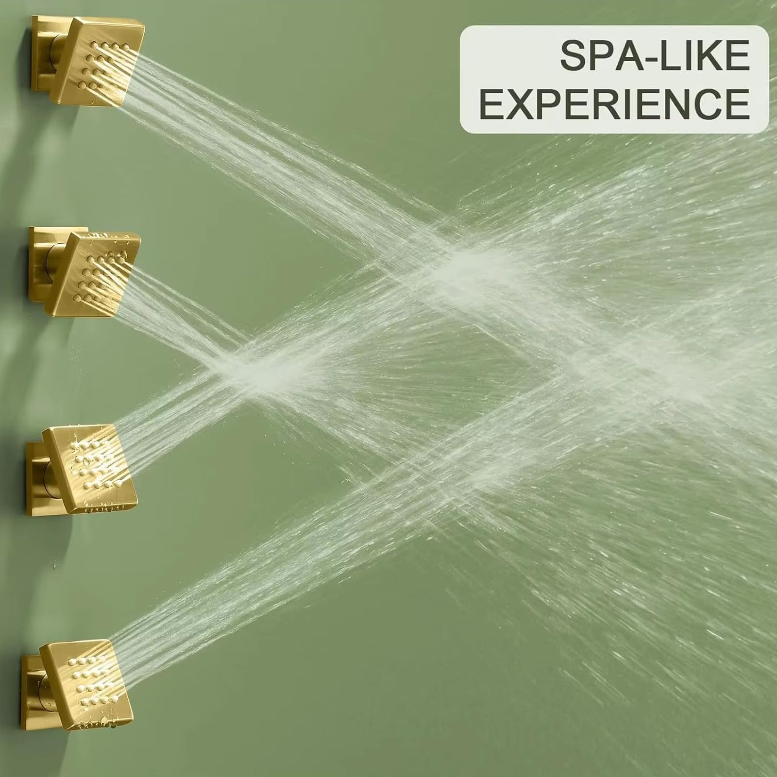 Jets Latéraux Or Brossé Jet de Corps en Laiton Réglables Pulvérisation de Buse Mural Jets de Massage Douche pour Accessoires de Salle de Bain, 5x5cm