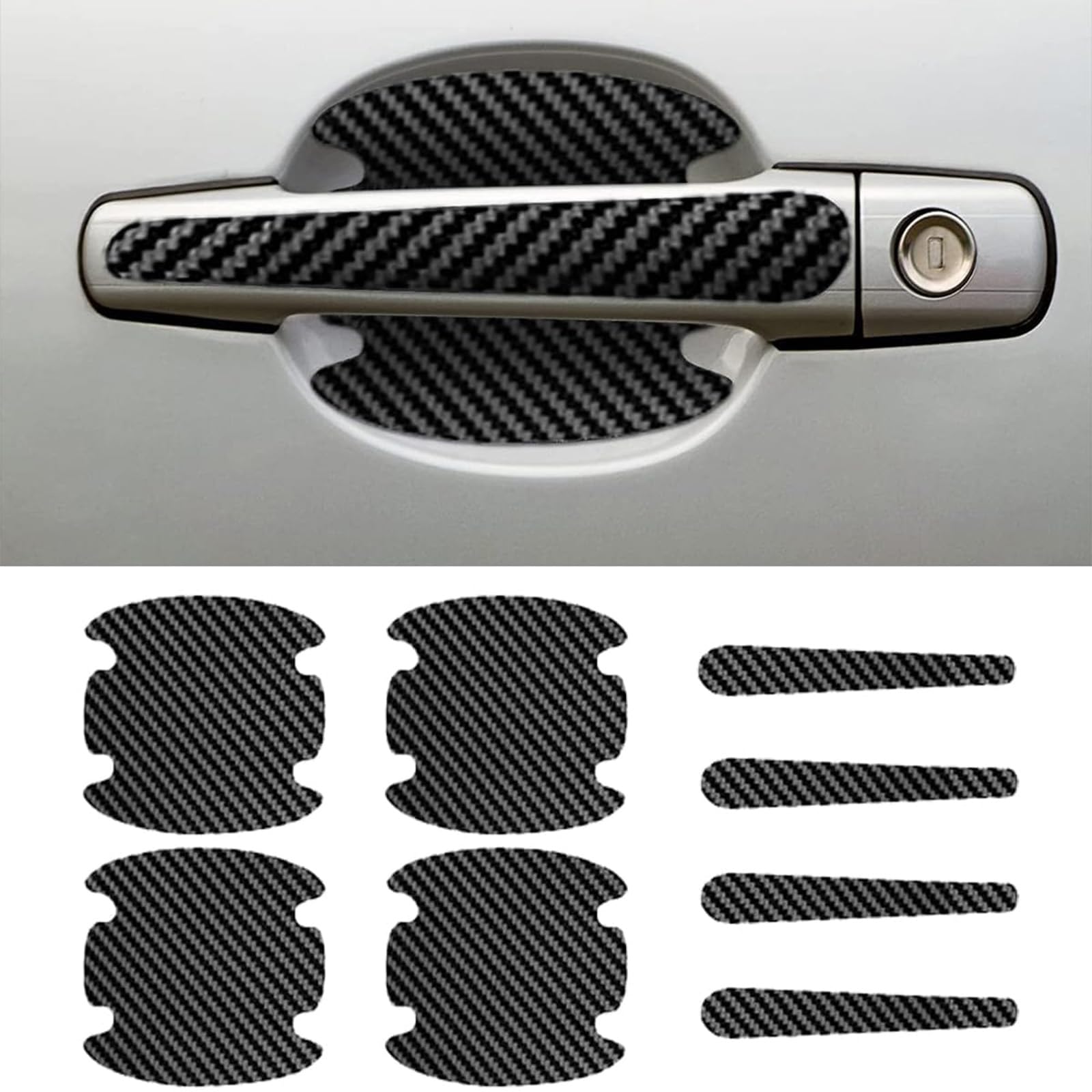 JIAHAI 8 Pieces Car Door Handle Stickers for Renault Clio 4 (IV) X98 | 2012-2019, Anti-Scratches Door Side Handle Paint Guard Auto Side Anti-Collision Decals Cup Sticker