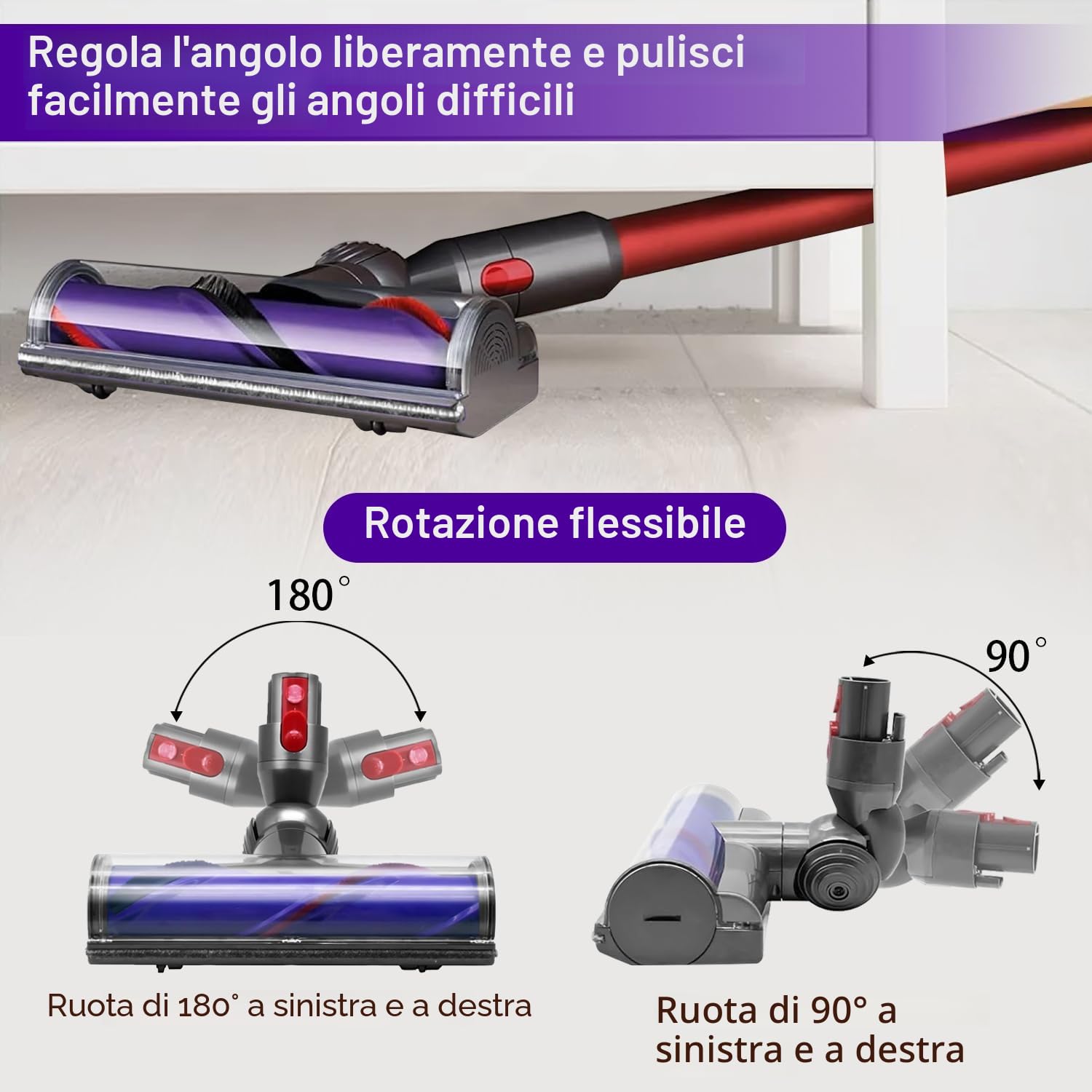 Spazzola per Dyson V10 V11 V7 V8 V15 Aspirapolvere ricambi, Azionamento Diretto Bocchetta per Pavimenti per Dyson V7 V8 V10 V11 V15, Testina per Pavimenti duri e Tappeti