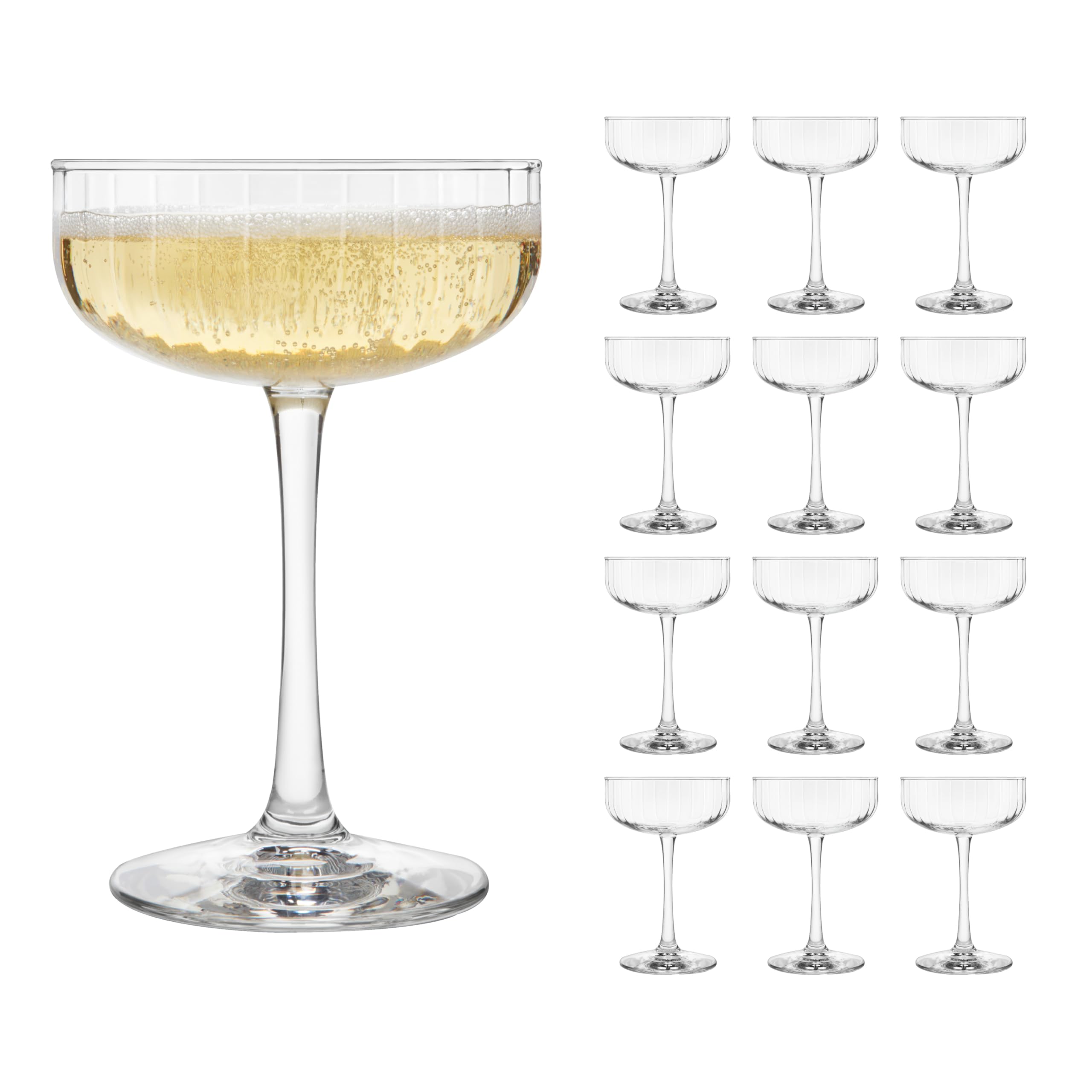 LIBBEY Trinkglas, Coupe "LINEAR", 251 ml, 12er Set, Kristallklares Pressglas, Cocktailglas
