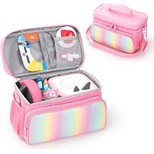 Carrying Case for Toniebox 2 & 1 Audio Player, Large Storage Bag with Compartments for Tonies, Player, Charger & Accessories | Includes Shoulder Strap Rainbow Pink