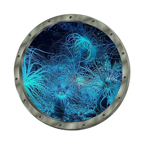 Miniatura 3 de Amaonm Calcomanías de pared creativas extraíbles que brillan en la oscuridad con vista al océano, 3D bajo el mar, de 12 x 12 pulgadas, murales de