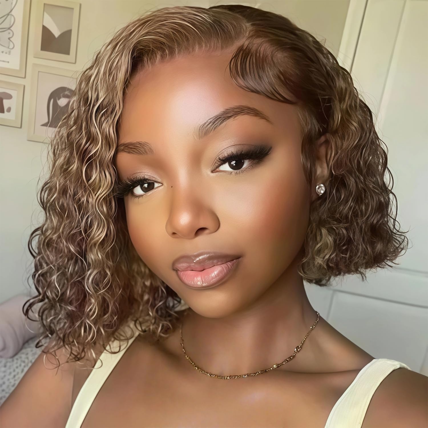Peruka z ludzkich włosów bez kleju, 4 x 4, koronkowa, głęboka, falowana, peruka dla kobiet, wstępnie wycięta, jasny ombre P2/30# Wear and Go Glueless Wig 180% gęstość, kręcone koronki z przodu, 10