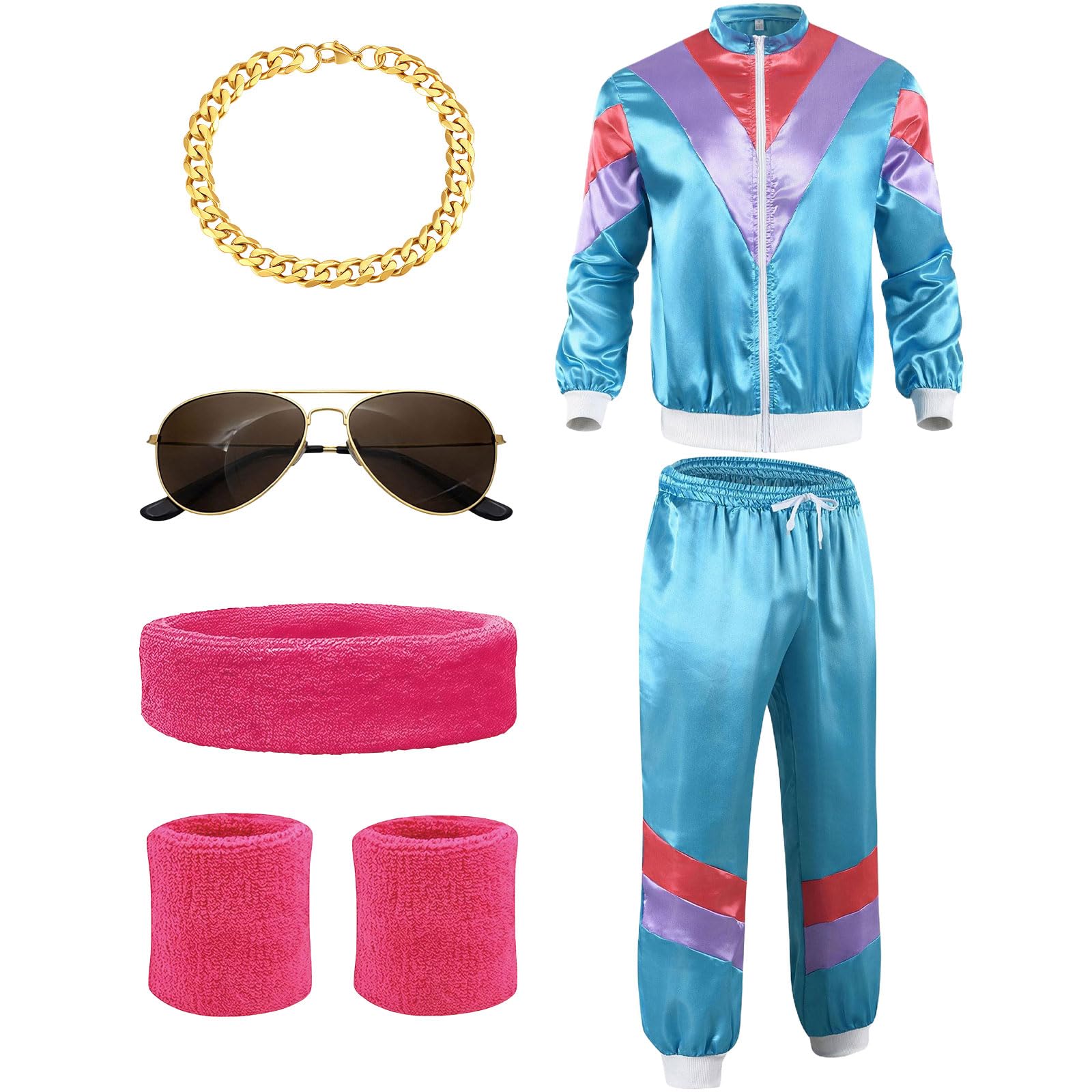 SSKHE - Disfraz de año 80 para hombre, para mujer, Annee 80 90, accesorio para chándal de disfraces, año 80 para Halloween, noche, disfraz de discoteca