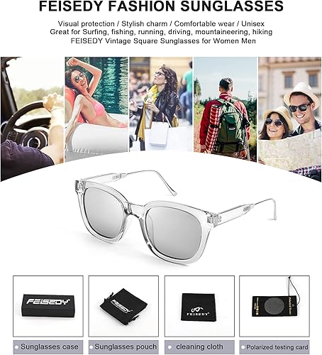 Miniatura 6 de FEISEDY Gafas de sol cuadradas polarizadas clásicas mujeres hombres UV400 lentes B2624