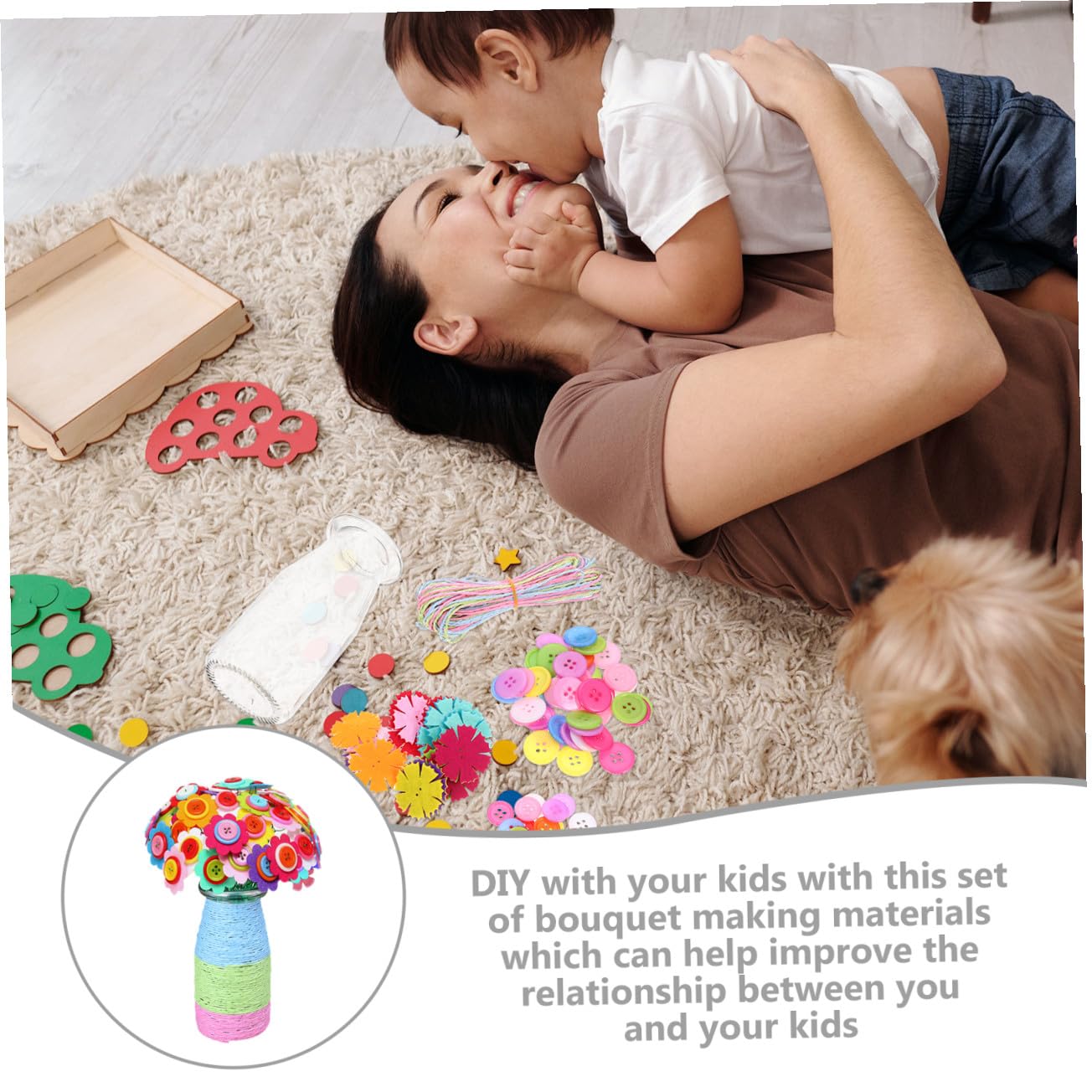 TOYANDONA 2juegos Kit De Manualidades Para Niño Niña De Flores De Botones Materiales Para Hacer Ramos Para Actividades Familiares y Cumpleaños