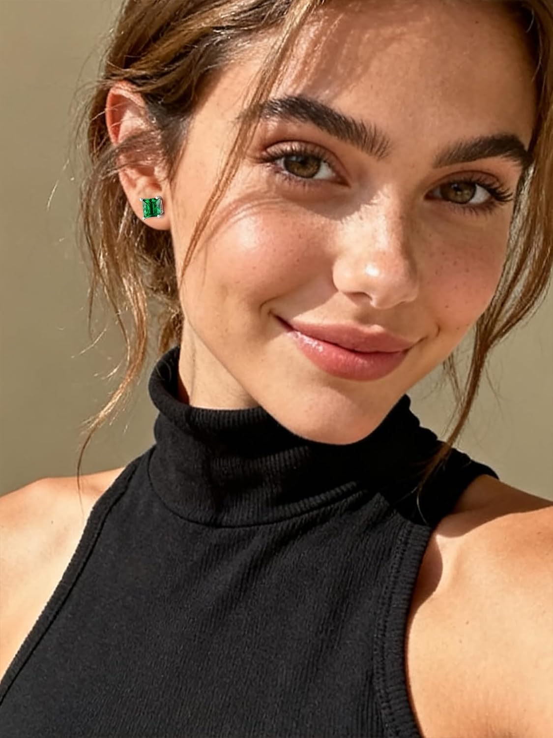 Bestyle 925 Sterling Silver 2CT Birthstone Stud Earrings for Women, Hypoallergenic Heart/Round/Square Cubic Zirconia Earrings Dainty Jewelry Gifts for Birthday,Christmas,Valentine's Day - Image 3