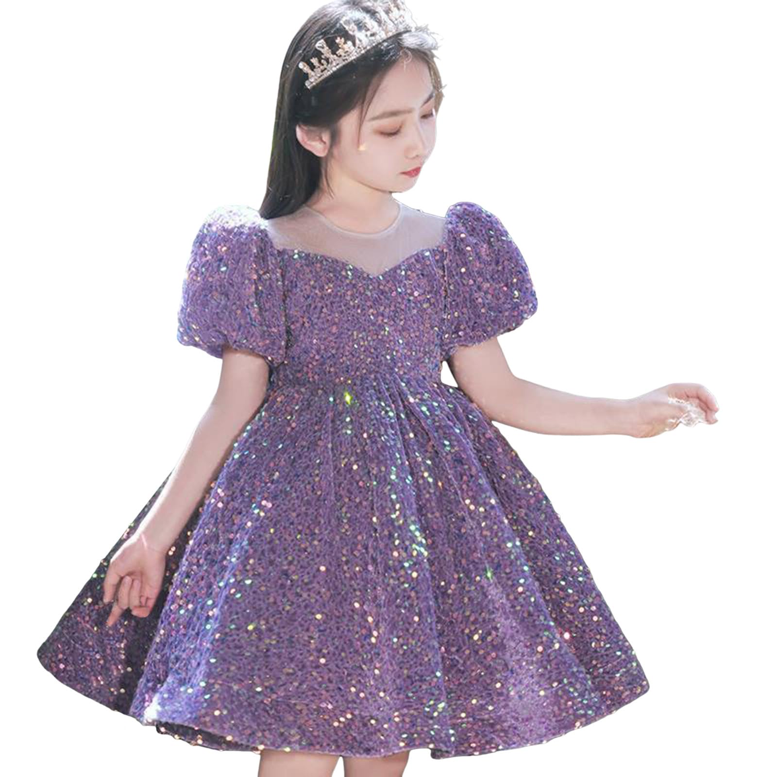 Elegant Kleider Mädchen Festlich Rundhals Langarm Karneval Fasching Prinzessin Partykleider Mädchen Festival Freizeit Locker Lässig Bequeme