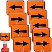 Vista 8 de Geetery 3 letreros de desviación naranja con flecha de tráfico, cono de carretera, direccional superior izquierda, derecha, flechas rectas