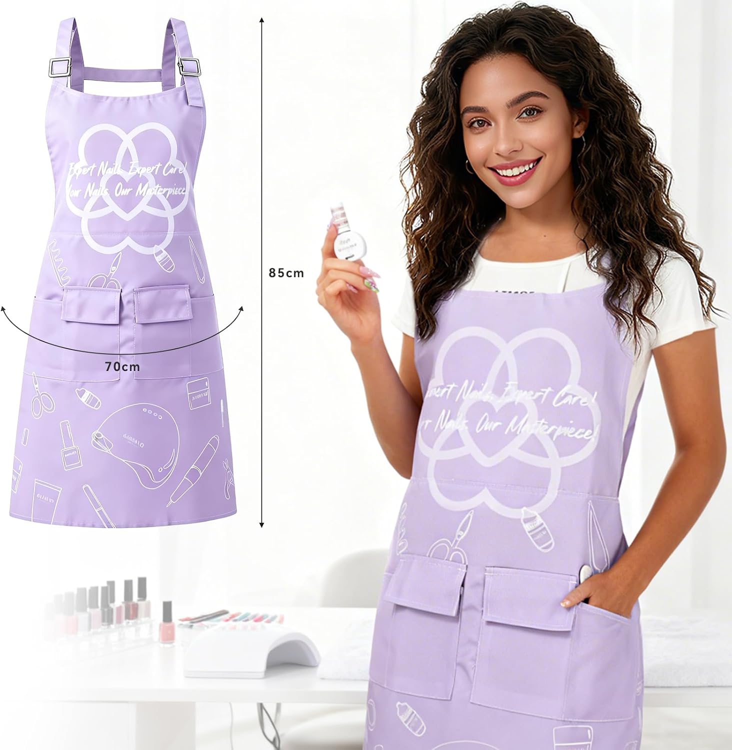 SAVILAND Waterproof Nail Tech Apron with Multiple Pockets 25 * 35cm Size image 3