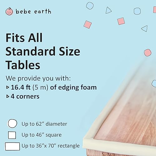 Miniatura 10 de Bebe Earth - Juego de protectores de bordes y esquinas a prueba de bebés 20 pies de bordes y 8 esquinas de espuma para muebles y mesas cojines para